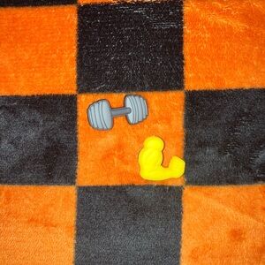 Gray Dumbbell and Yellow Arm Crocs Jibbitz